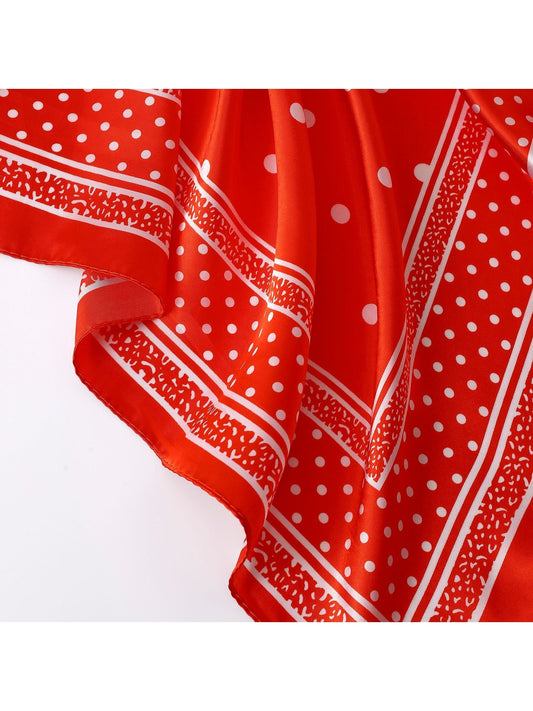 Scarvii - Warm Tones Polka Dot Printed Square Scarf