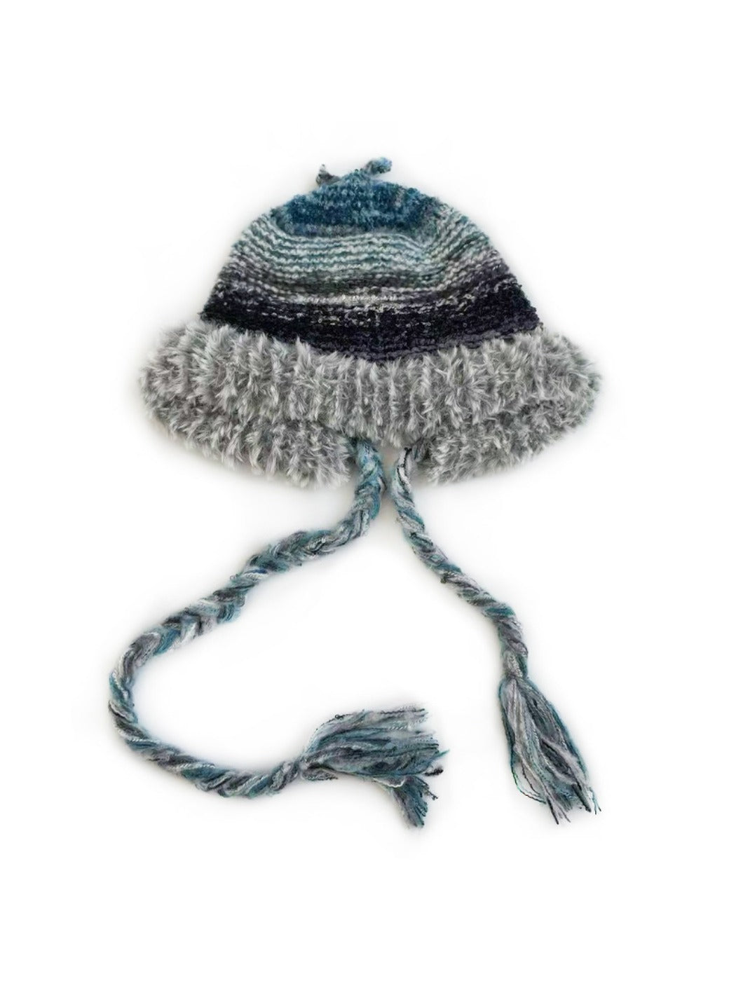Haila - Rainbow Stripe Knitted Beanie with Earflaps for Women