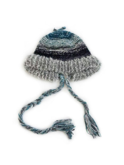 Haila - Rainbow Stripe Knitted Beanie with Earflaps for Women