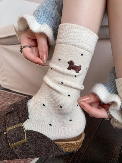 Rufia - Polka Dot Bear Crew Socks