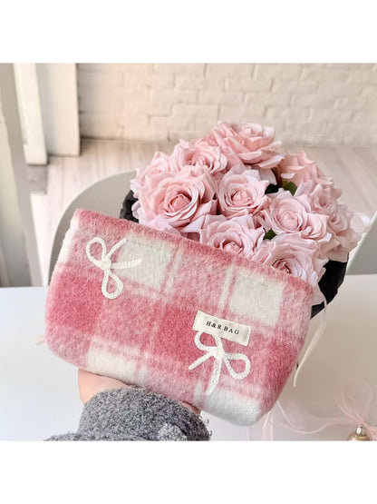 Cosbai - Bow Print Handheld Women's Makeup Bag