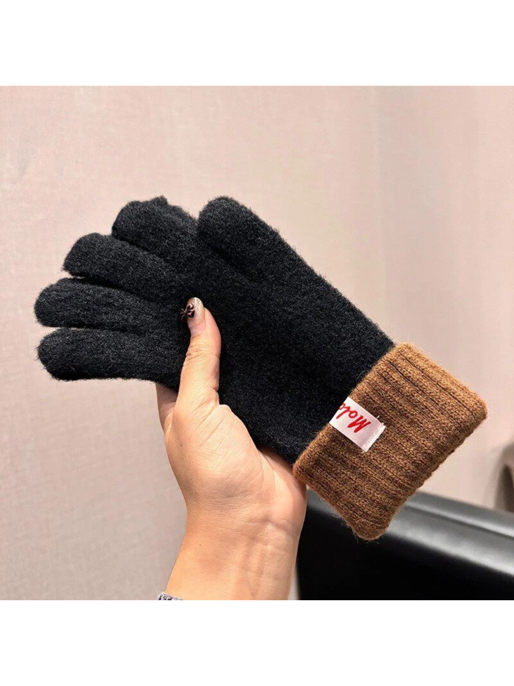 Gloving - Colorblock Fuzzy Texture Gloves