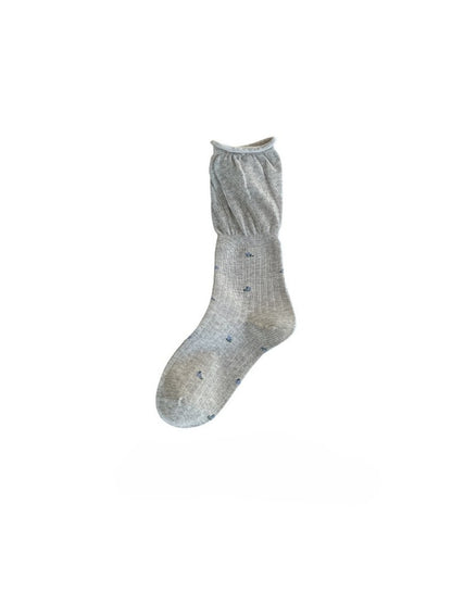Rufia - Embroidered Ruffle Edge Crew Socks