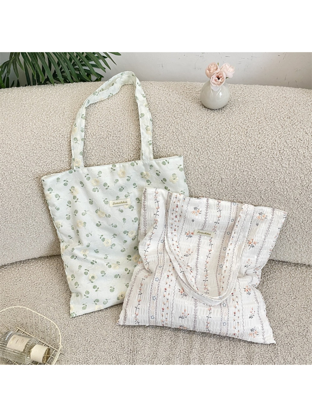 Cosbai Candy Color Shoulder Tote in pastel pink with gold hardware, front view