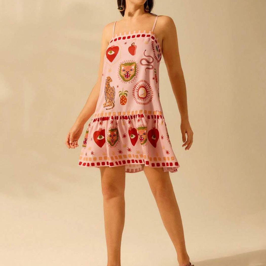 Troposa - Strappy Mini Pink Dress - Playful & Chic