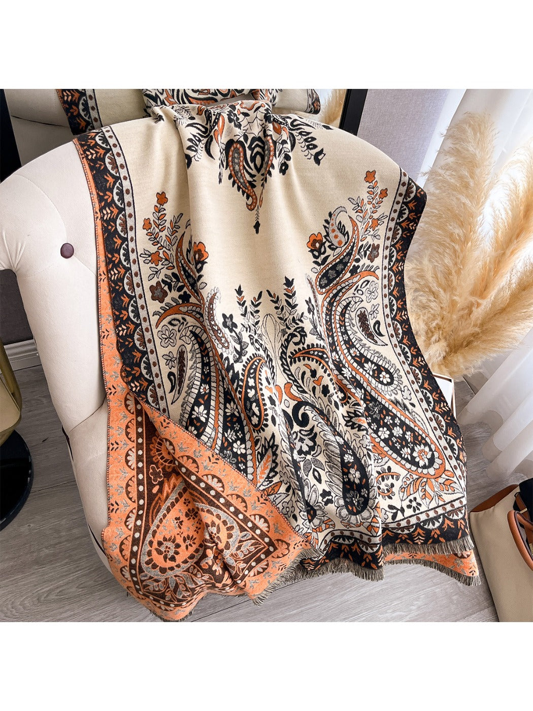 Scarvii – Paisley Print Fringe Scarf & Wrap