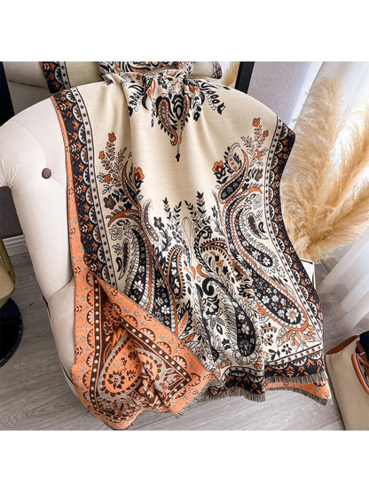 Scarvii – Paisley Print Fringe Scarf & Wrap