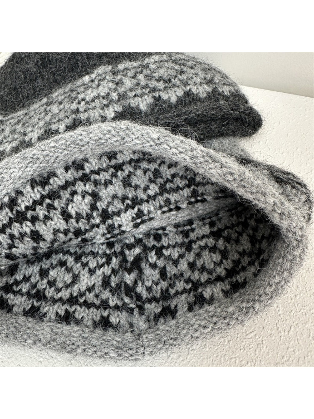 Haila - Fair Isle Border Rolled Brim Knit Beanie