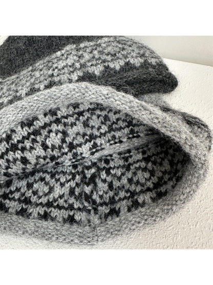 Haila - Fair Isle Border Rolled Brim Knit Beanie