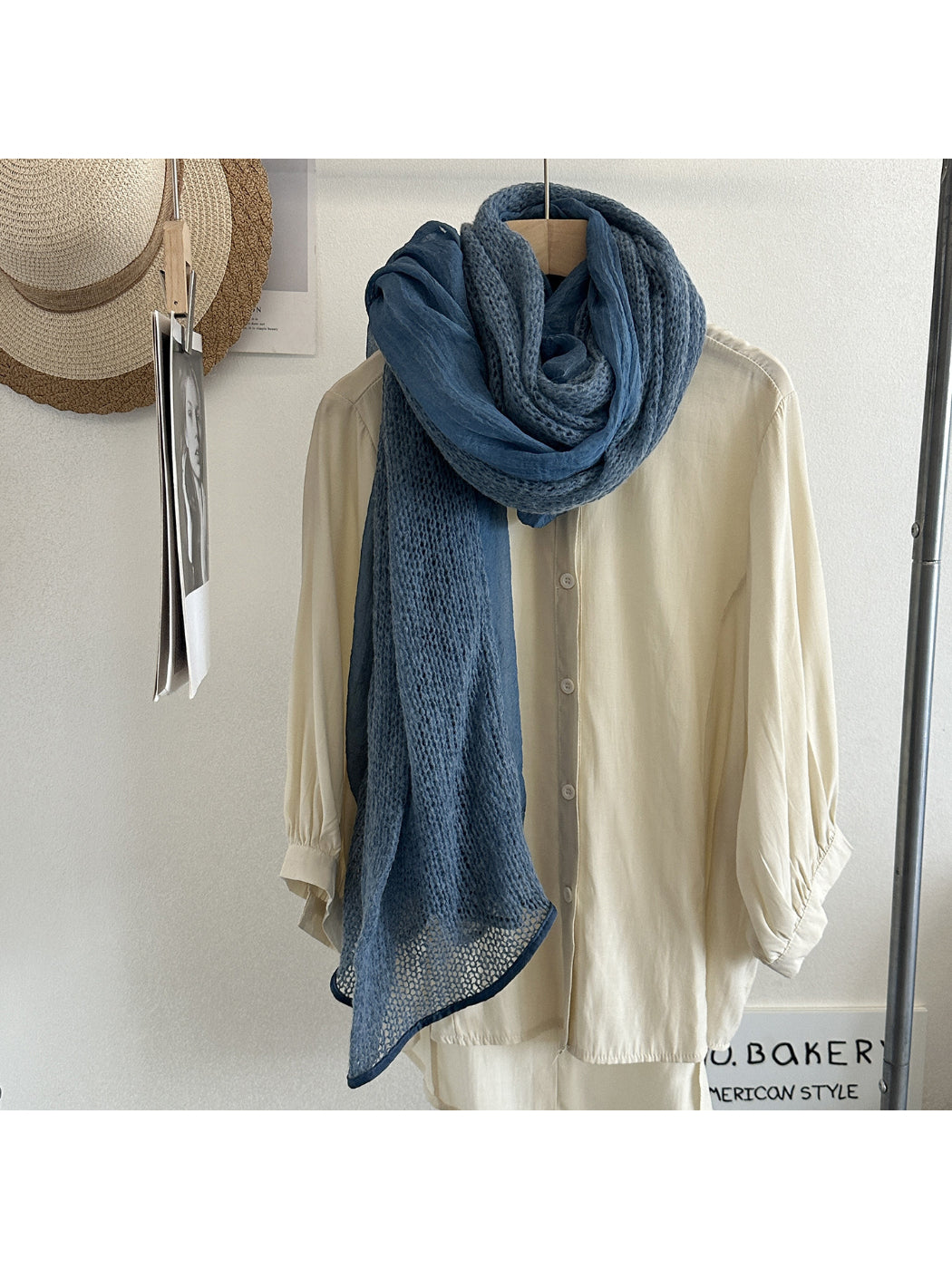 Scarvii - Open Knit Panel Lightweight Scarf