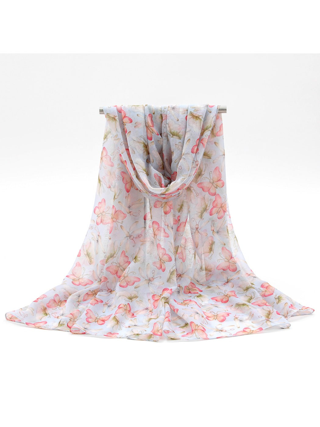 Scarvii - Pink Butterfly Print Scarf