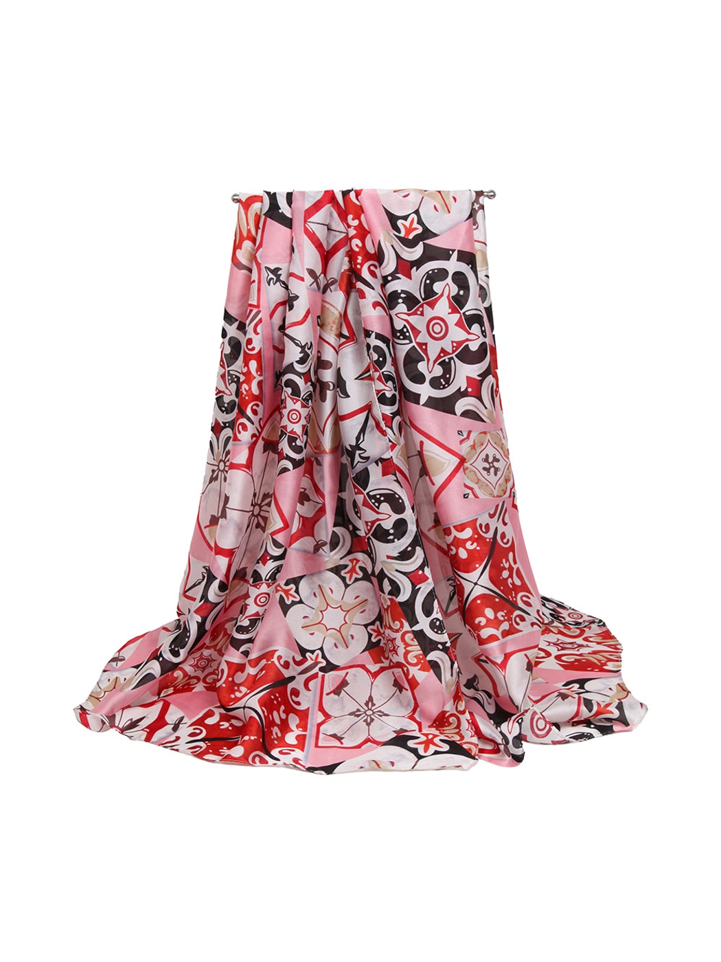 Scarvii - Elegant Colorblock Floral Printed Scarf