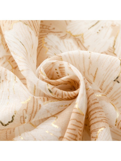 Scarvii - Gold Foil Scarf & Shawl with Floral Print