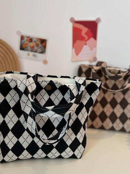Cosbai - Tote Handbag with Plaid Patterns- Classic & Casual