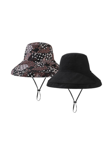 Side view of Haila floral reverse bucket hat showing curved brim and floral print