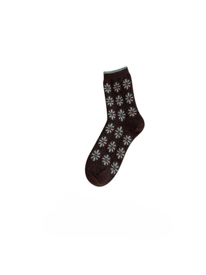 Rufia - Chocolate Stitch Pattern Crew Socks