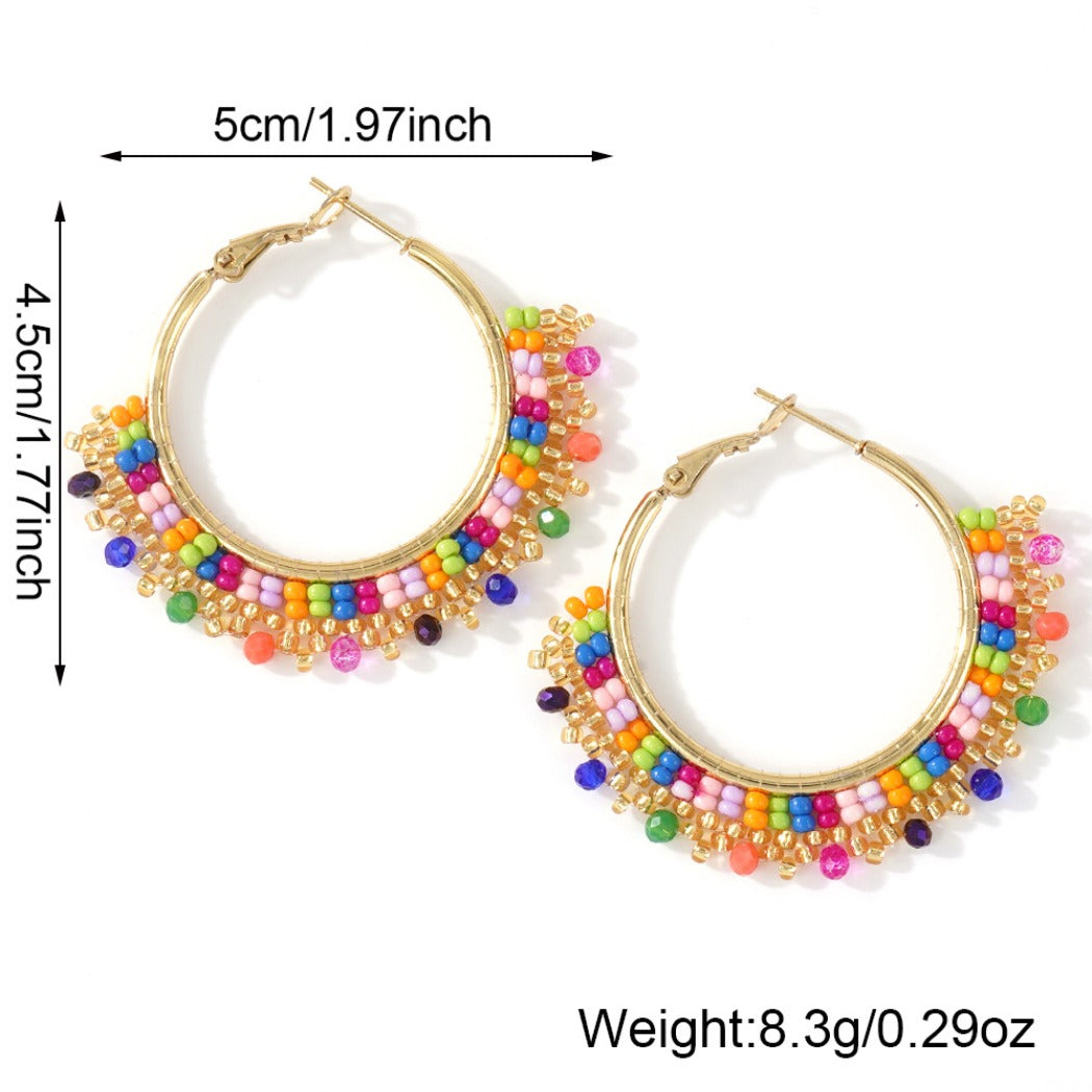 Earwish - Boho Beaded Hoop Tassel Earrings - Elegant & Playful