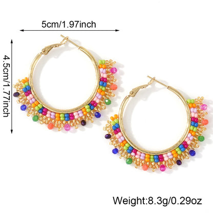 Earwish - Boho Beaded Hoop Tassel Earrings - Elegant & Playful