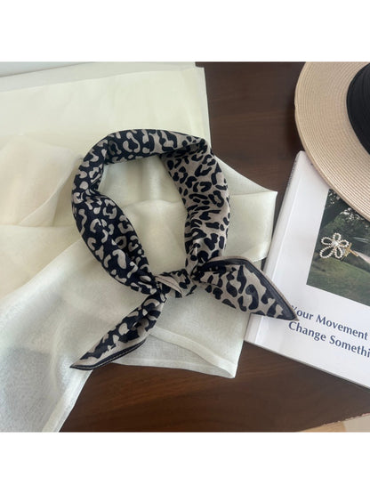 Scarvii Leopard Print Accent Square Scarf