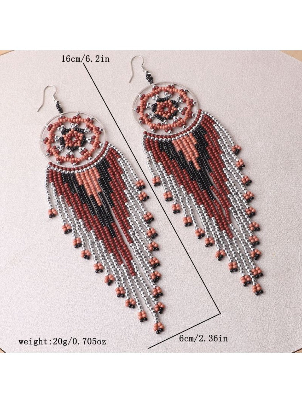 Earwish - Boho Colorful Beaded Fringe Earrings - Playful & Brightly