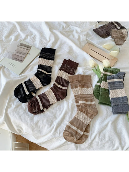 Rufia - Textured Zigzag Stripe Crew Socks