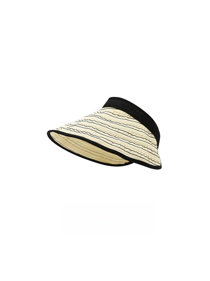 Haila - Ripple Stripe Open Top Wide Brim Visor Hat