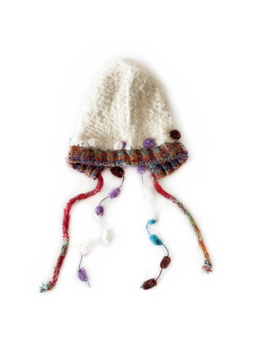 Haila - Winter Knitted Beanie with Pompom & Tassel Braids