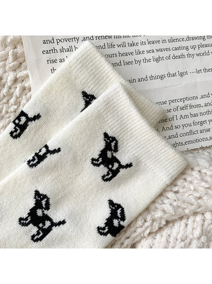 Rufia - Playful Dog Motif Crew Socks