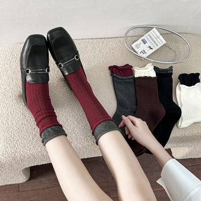 Rufia - Colorblock Rolled Cuff Mid-Calf Socks