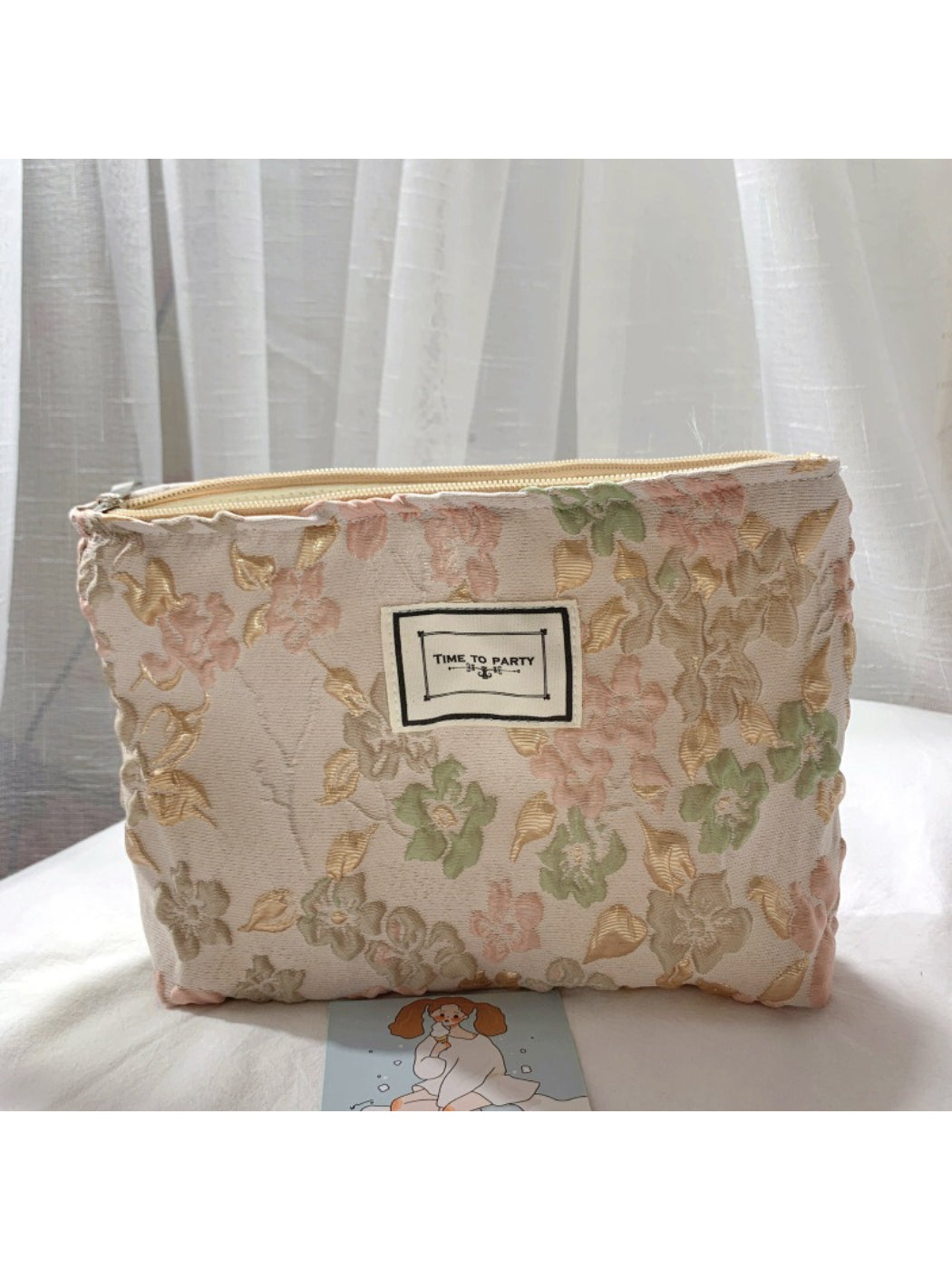 Cosbai - Soft Floral Quilted Cosmetic Pouch