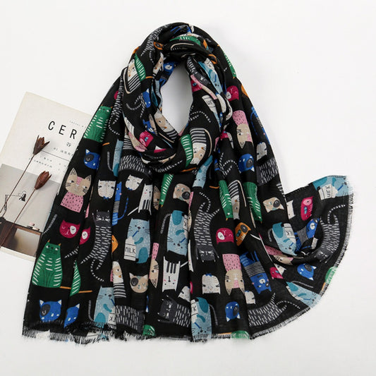 Scarvii - Cute Cartoon Cat Pattern Scarf