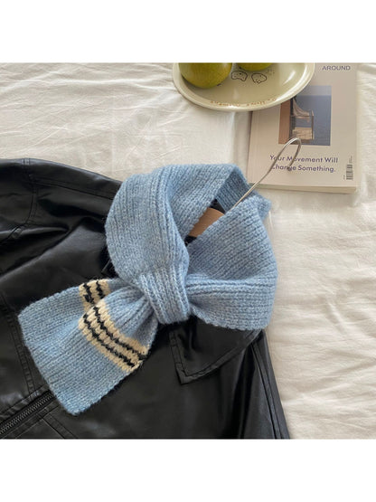 Scarvii - Contrast Stripe Ribbed Knit Scarf