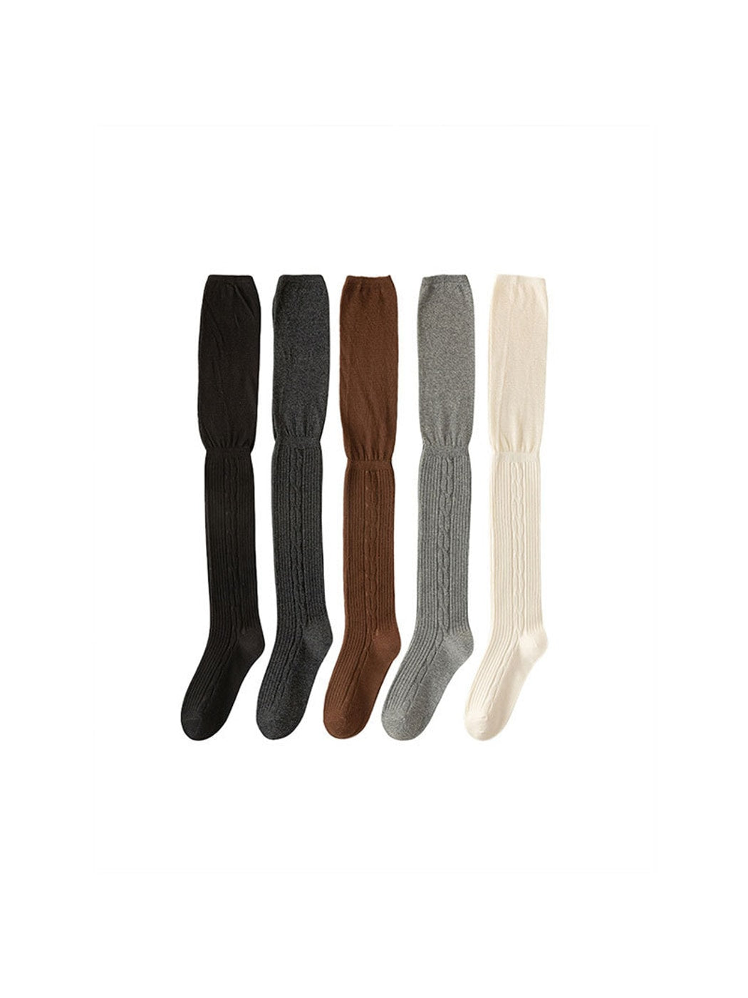 Rufia - Solid Color Textured Knee-High Socks