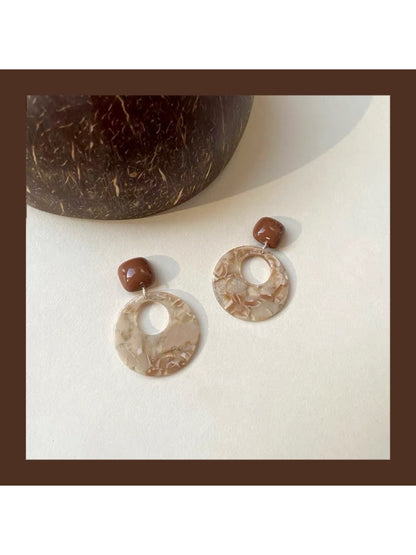 Earwish - Marbled Circle Drop Earrings