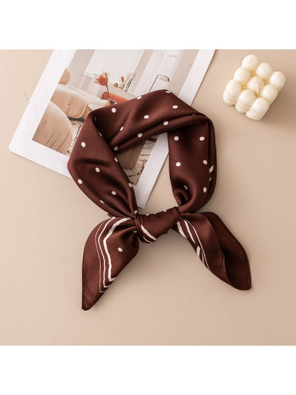 Scarvii - Polka Dot and Floral Print Square Scarf