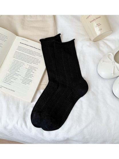 Rufia - Simple Solid Color Women's Crew Socks