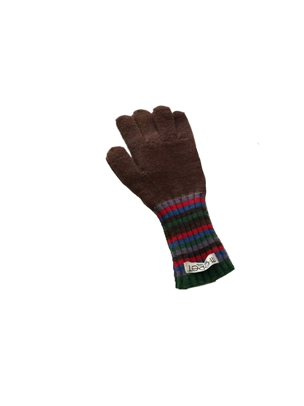 Gloving - Full-Cover Knitted Gloves with Rainbow Color-Block Stripe
