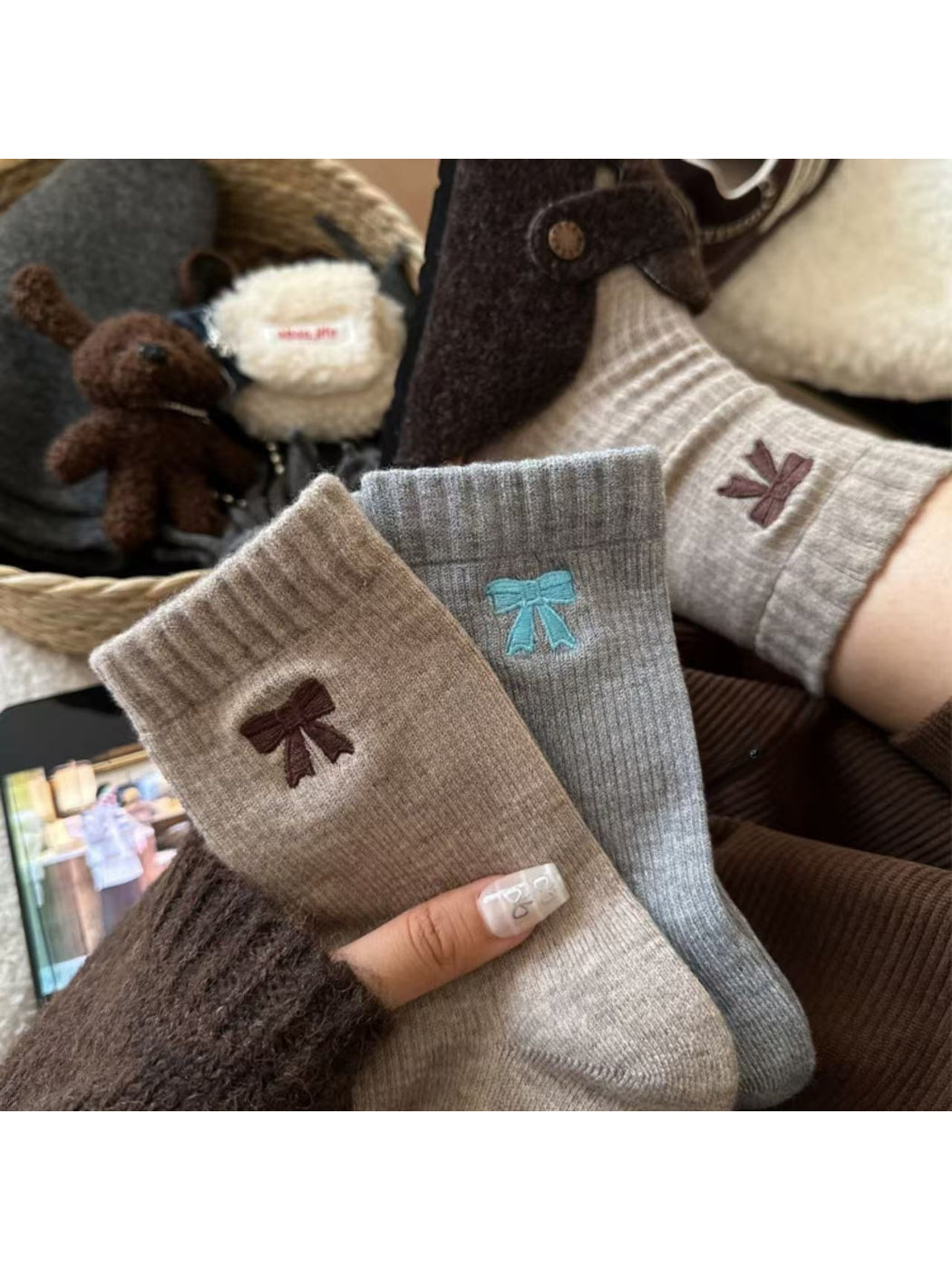 Rufia - Classic Ribbon Detail Crew Socks