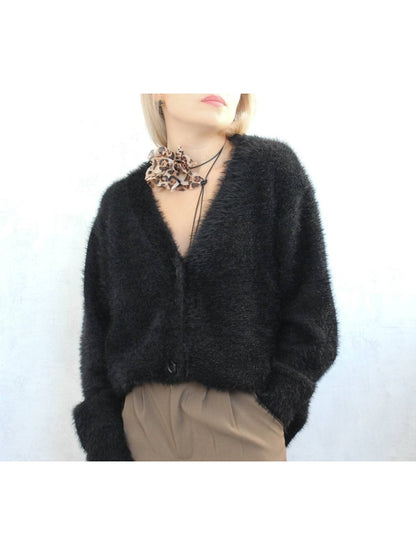 Crosa - Women's V-Neck Knit Cardigan Sweater Open Front Coat