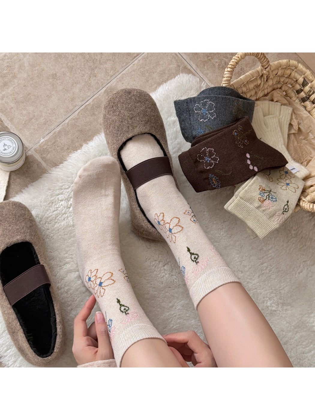 Rufia - All-Season Ribbed-Cuff Crew Socks