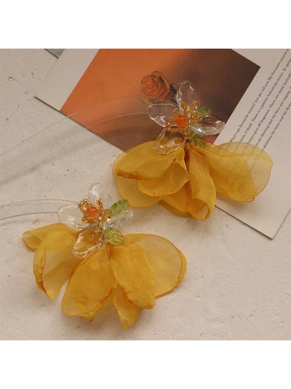 Earwish - Golden Flower Drop Earrings