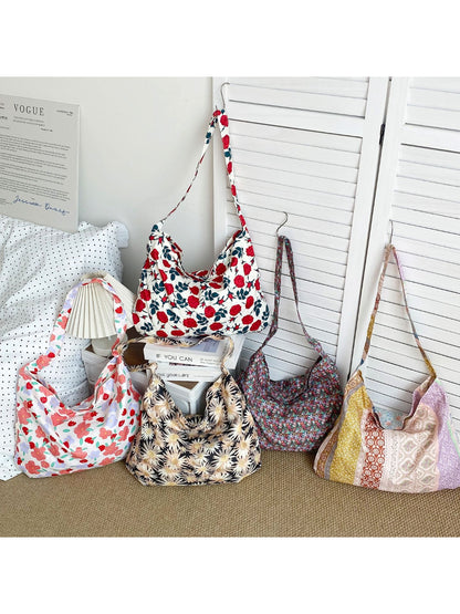 Close-up of floral pattern on Cosbai soft shoulder bag fabric