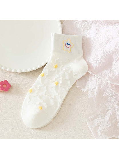 Rufia - White Base Cute Pattern Ankle Socks