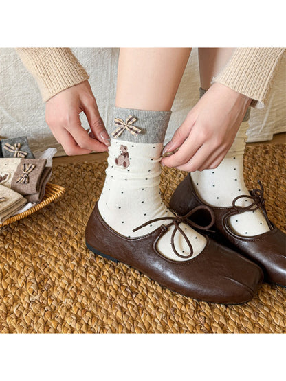 Rufia - Bear Dot Bow Detail Crew Socks product image 3
