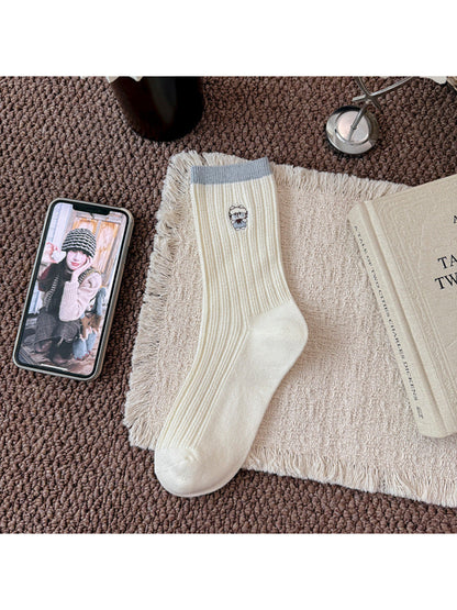 Rufia - Patterned Ribbed Crew Socks