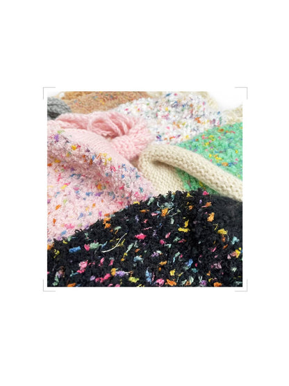 Haila - Winter Knitted Beanie with Tassels & Colorful Speckled Patterns