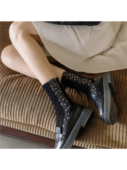 Rufia - Vintage Baroque Textured Crew Socks