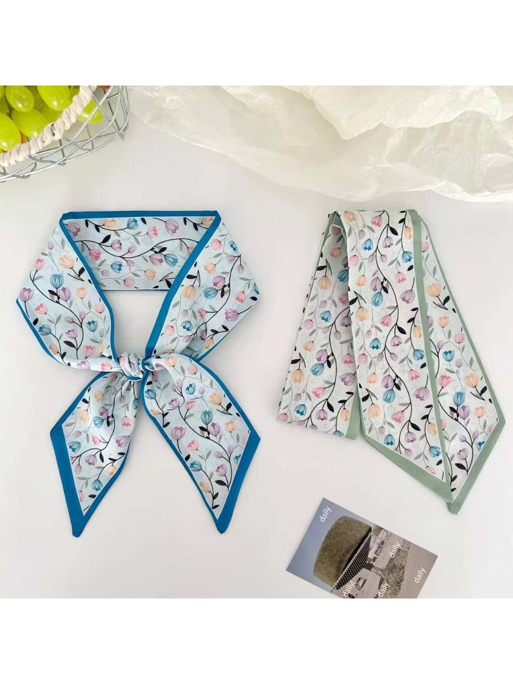 Scarvii Tulip Floral Print Skinny Scarf