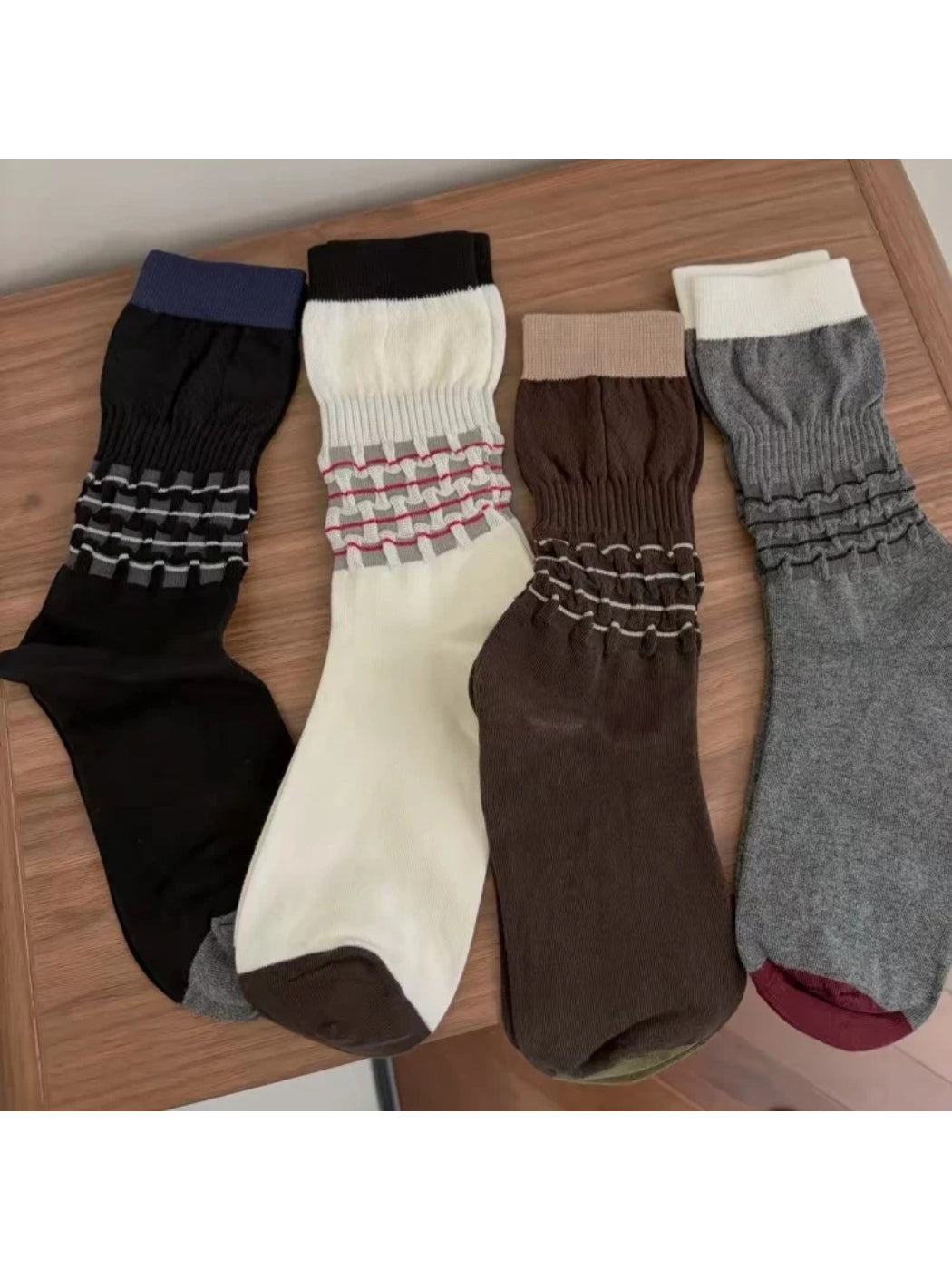 Rufia Checkered Crew Socks with Black Cuff