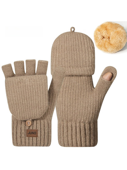 Gloving - Thickened Convertible Fingerless Gloves with Mitten Flaps